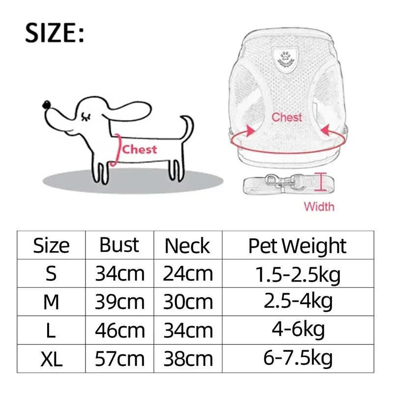 Peitoral Ajustável com Guia para Cães e Gatos – Conforto e Segurança nos Passeios ✨🐾