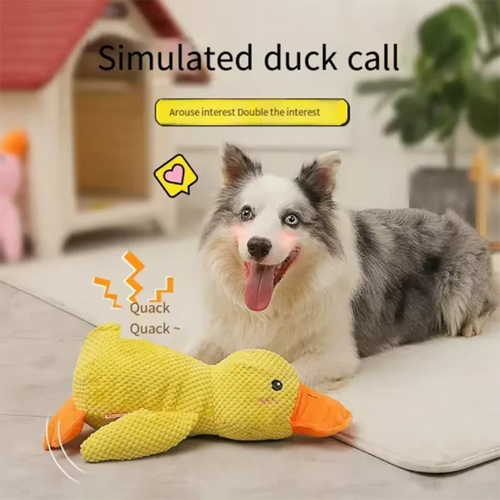 Brinquedo de Pelúcia em Formato de Pato Fofo para Cachorros – Resistente a Mordidas, Auxilia na Limpeza dos Dentes, Ideal para Cães de Grande Porte, Interativo para Entretenimento e Alívio do Tédio de Filhotes e Cães.