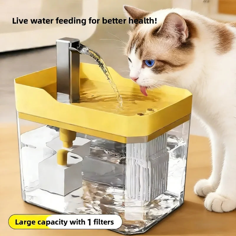 Fonte de Água Automática para Gatos 1,5L com Filtro – Bebedouro USB de Circulação Contínua para Gatos e Outros Pets