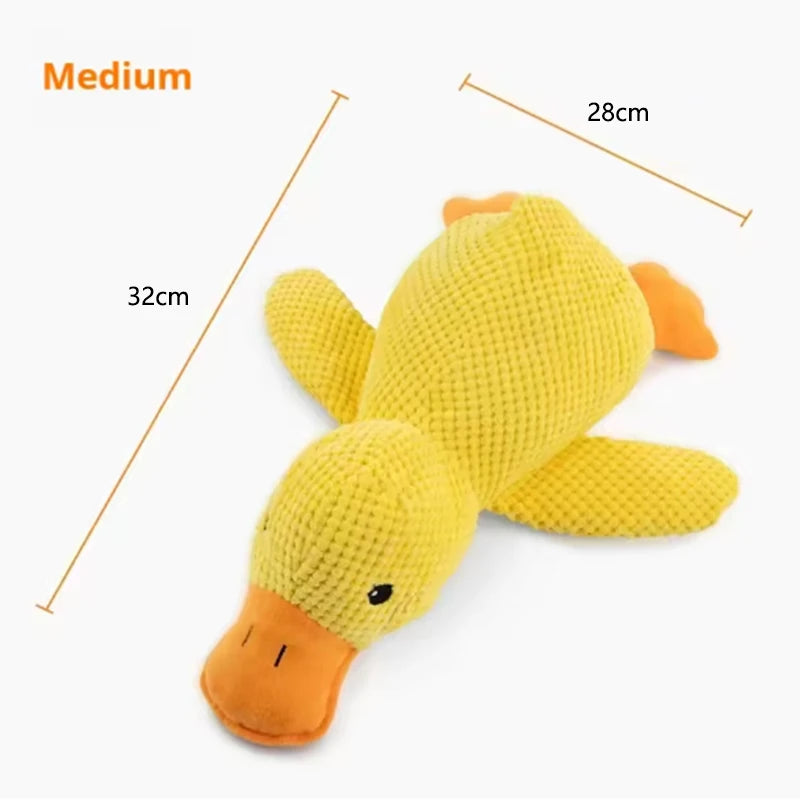 Brinquedo de Pelúcia em Formato de Pato Fofo para Cachorros – Resistente a Mordidas, Auxilia na Limpeza dos Dentes, Ideal para Cães de Grande Porte, Interativo para Entretenimento e Alívio do Tédio de Filhotes e Cães.