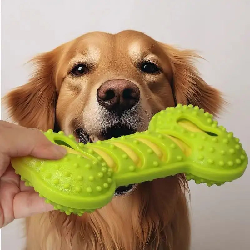 Brinquedo Mordedor de Borracha em Formato de Osso para Cães – Resistente à Mordida, Interativo e com Apito
