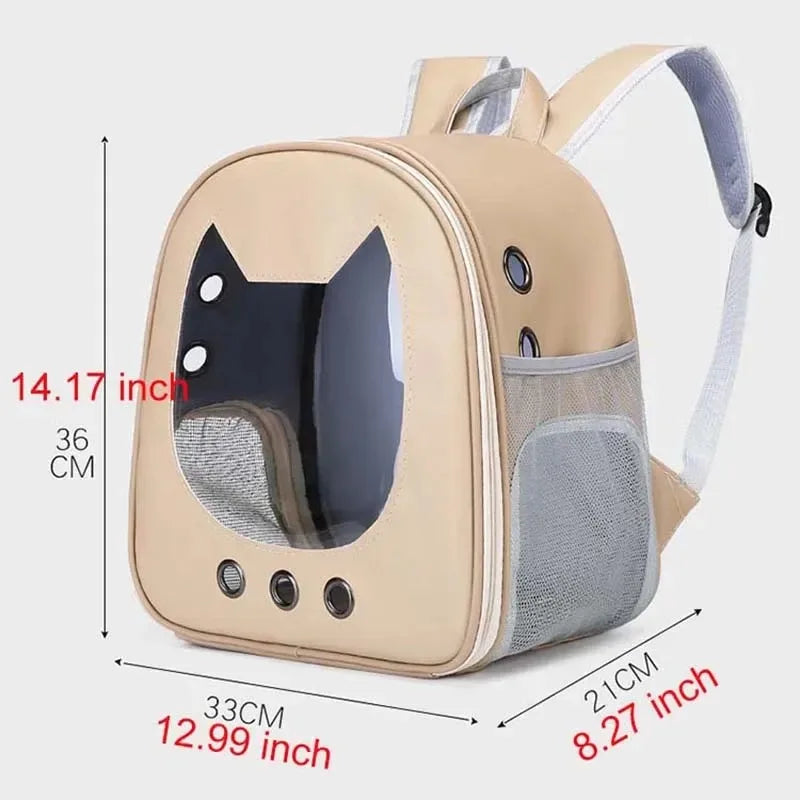 Mochila Dobrável Transparente para Cães e Gatos – Respirável, Portátil e Ideal para Passeios e Viagens