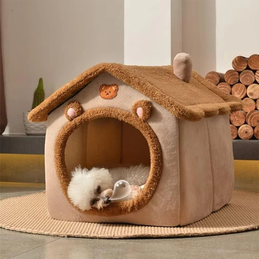 Casa Pet Dobrável Lavável – Toca Aconchegante para Gatos e Cães Pequenos 🏠✨