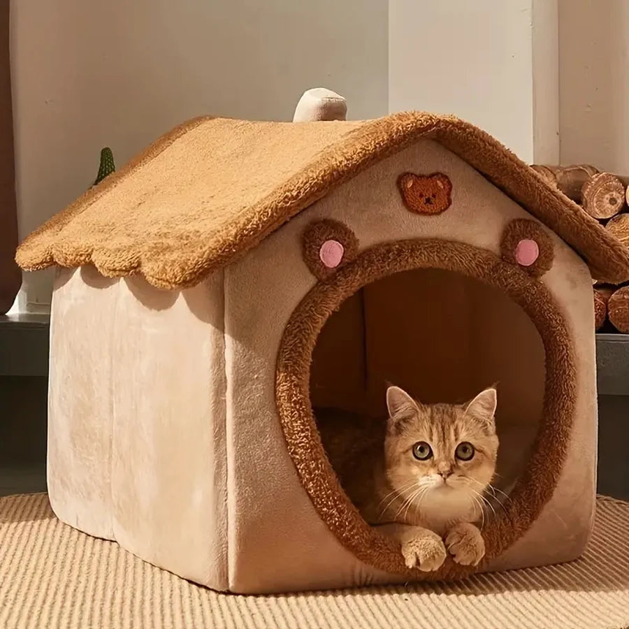 Casa Pet Dobrável Lavável – Toca Aconchegante para Gatos e Cães Pequenos 🏠✨
