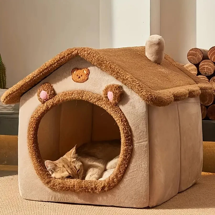 Casa Pet Dobrável Lavável – Toca Aconchegante para Gatos e Cães Pequenos 🏠✨