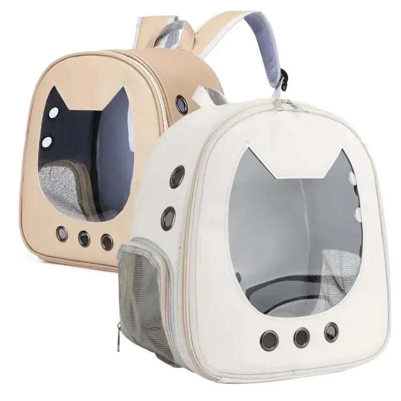 Mochila Dobrável Transparente para Cães e Gatos – Respirável, Portátil e Ideal para Passeios e Viagens