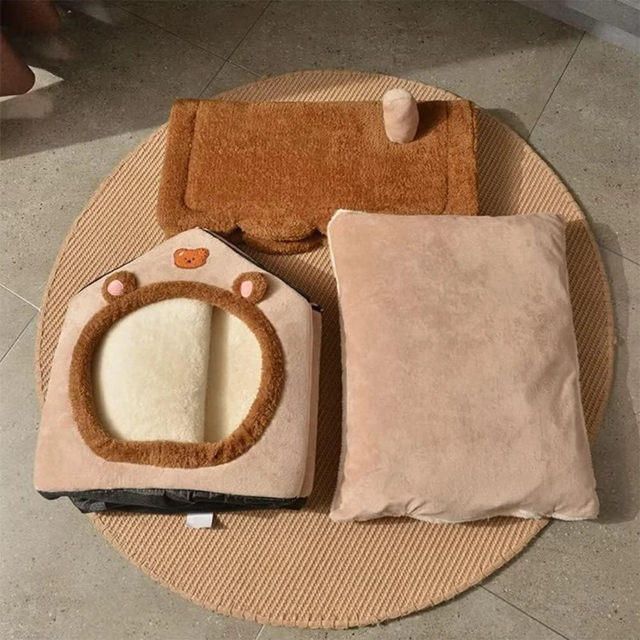 Casa Pet Dobrável Lavável – Toca Aconchegante para Gatos e Cães Pequenos 🏠✨
