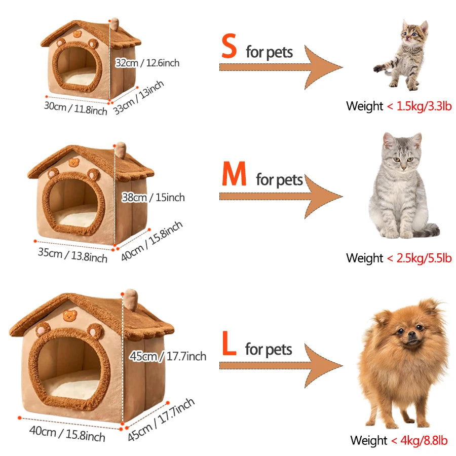 Casa Pet Dobrável Lavável – Toca Aconchegante para Gatos e Cães Pequenos 🏠✨