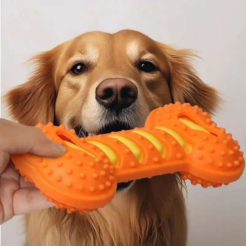 Brinquedo Mordedor de Borracha em Formato de Osso para Cães – Resistente à Mordida, Interativo e com Apito