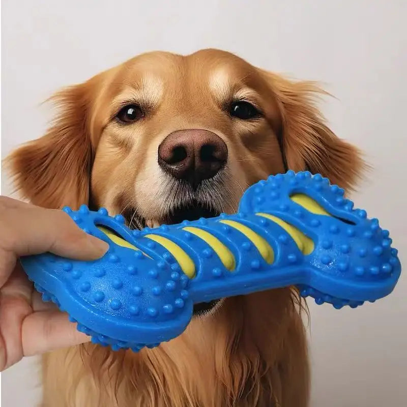 Brinquedo Mordedor de Borracha em Formato de Osso para Cães – Resistente à Mordida, Interativo e com Apito
