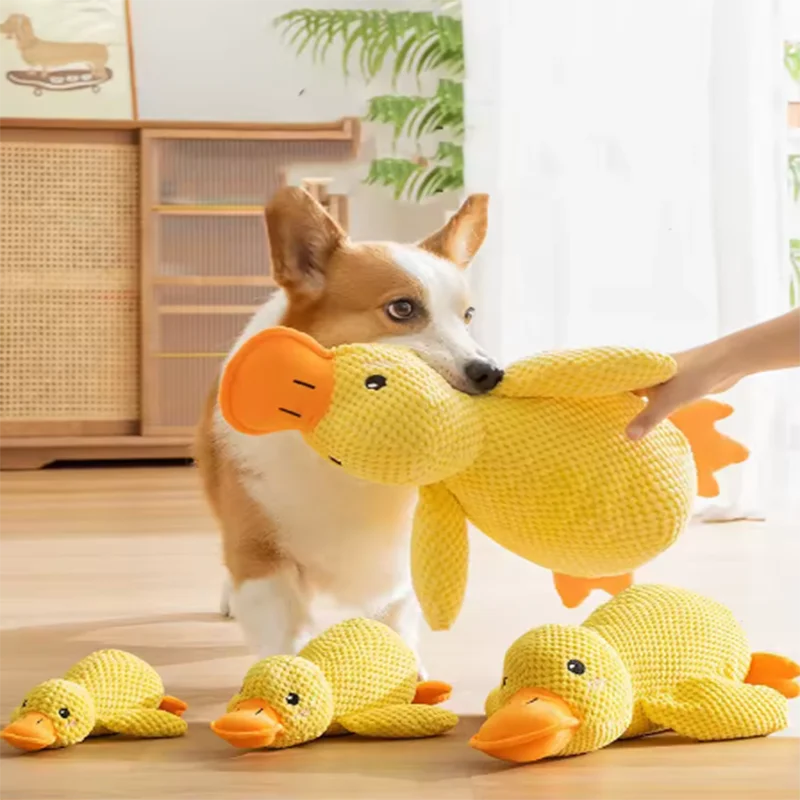 Brinquedo de Pelúcia em Formato de Pato Fofo para Cachorros – Resistente a Mordidas, Auxilia na Limpeza dos Dentes, Ideal para Cães de Grande Porte, Interativo para Entretenimento e Alívio do Tédio de Filhotes e Cães.