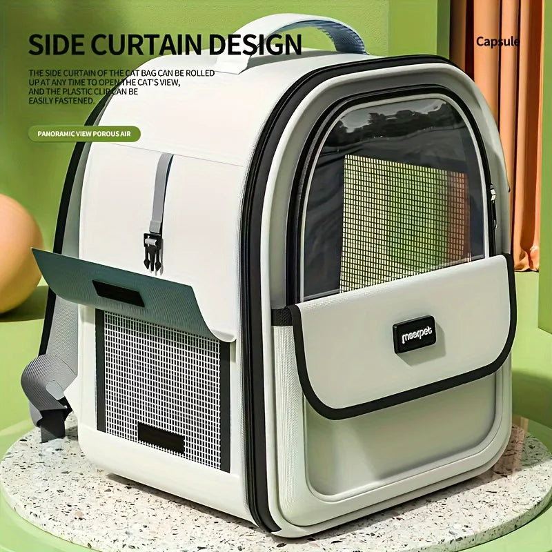 Mochila Cápsula Transparente para Cães e Gatos – Grande, Respirável e Ideal para Passeios