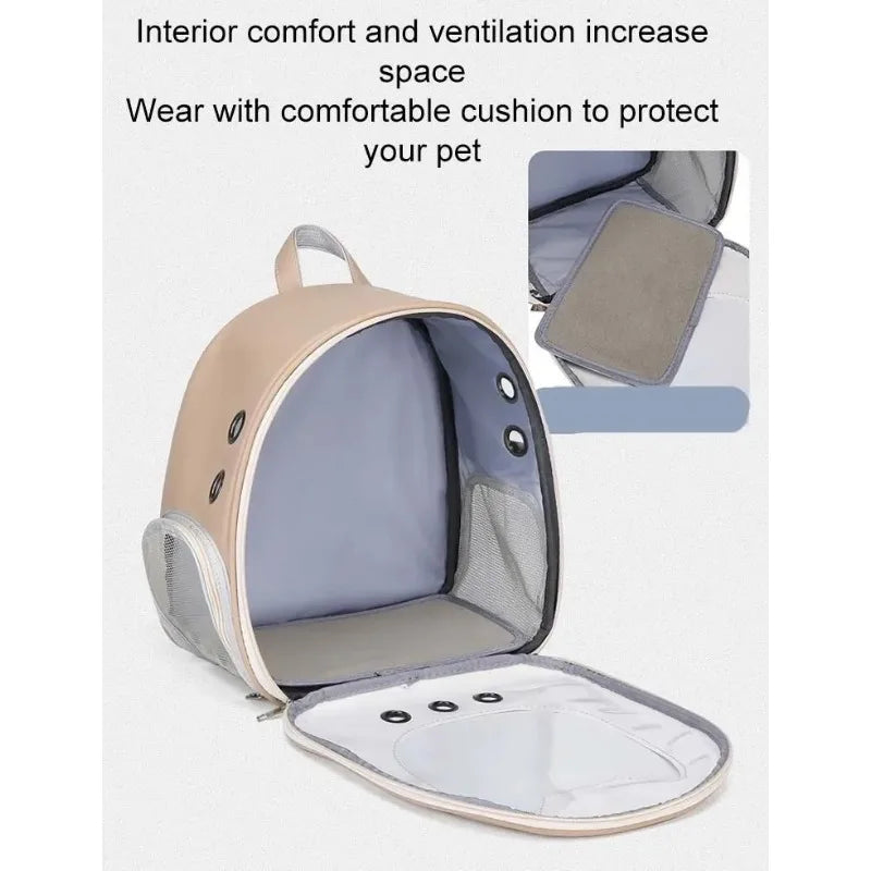 Mochila Dobrável Transparente para Cães e Gatos – Respirável, Portátil e Ideal para Passeios e Viagens